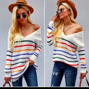 Womens striped sweater large